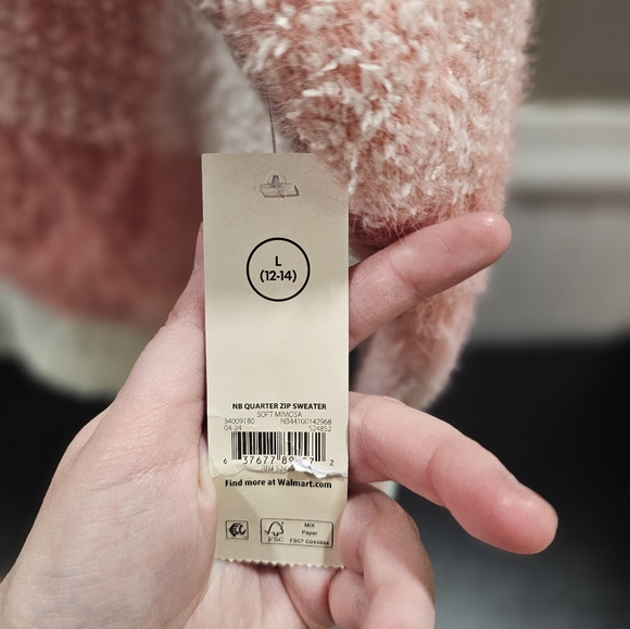 NWT Pink Plaid Quarter Zip Sweater - Picture 4 of 7